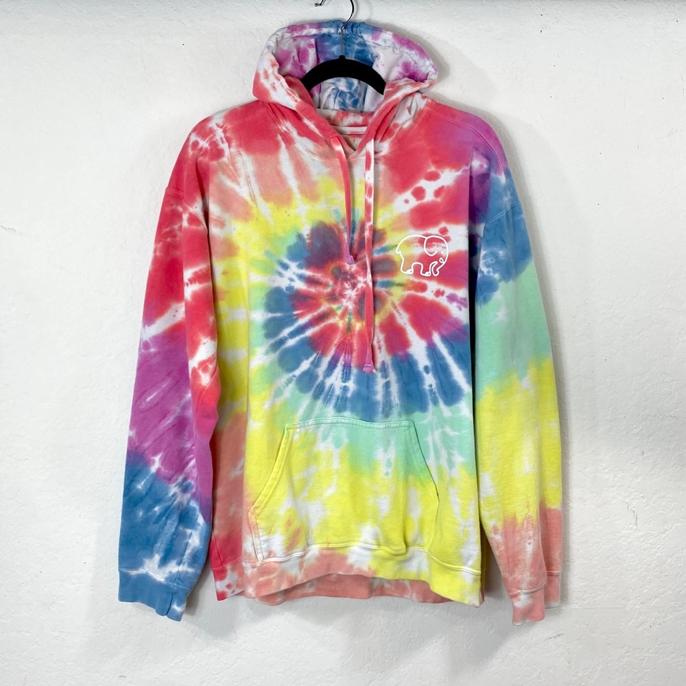 Ivory Ella RAINBOW TIE DYE OVERSIZED HOODIE size L